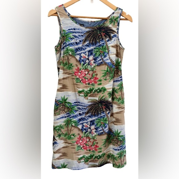 Talbots Hawaiian Aloha tropical prnt slvlss shift drss SZ M 8-10 coastal - Picture 3 of 10